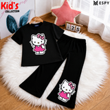 Trendy Kids 2-Piece Outfit Set – Top & Black Flared Pants