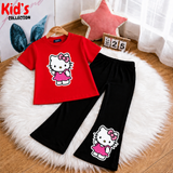 Trendy Kids 2-Piece Outfit Set – Top & Black Flared Pants
