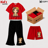 Kids 3-Piece Outfit Bundle Set – T-Shirt, Flared Pant & Shorts