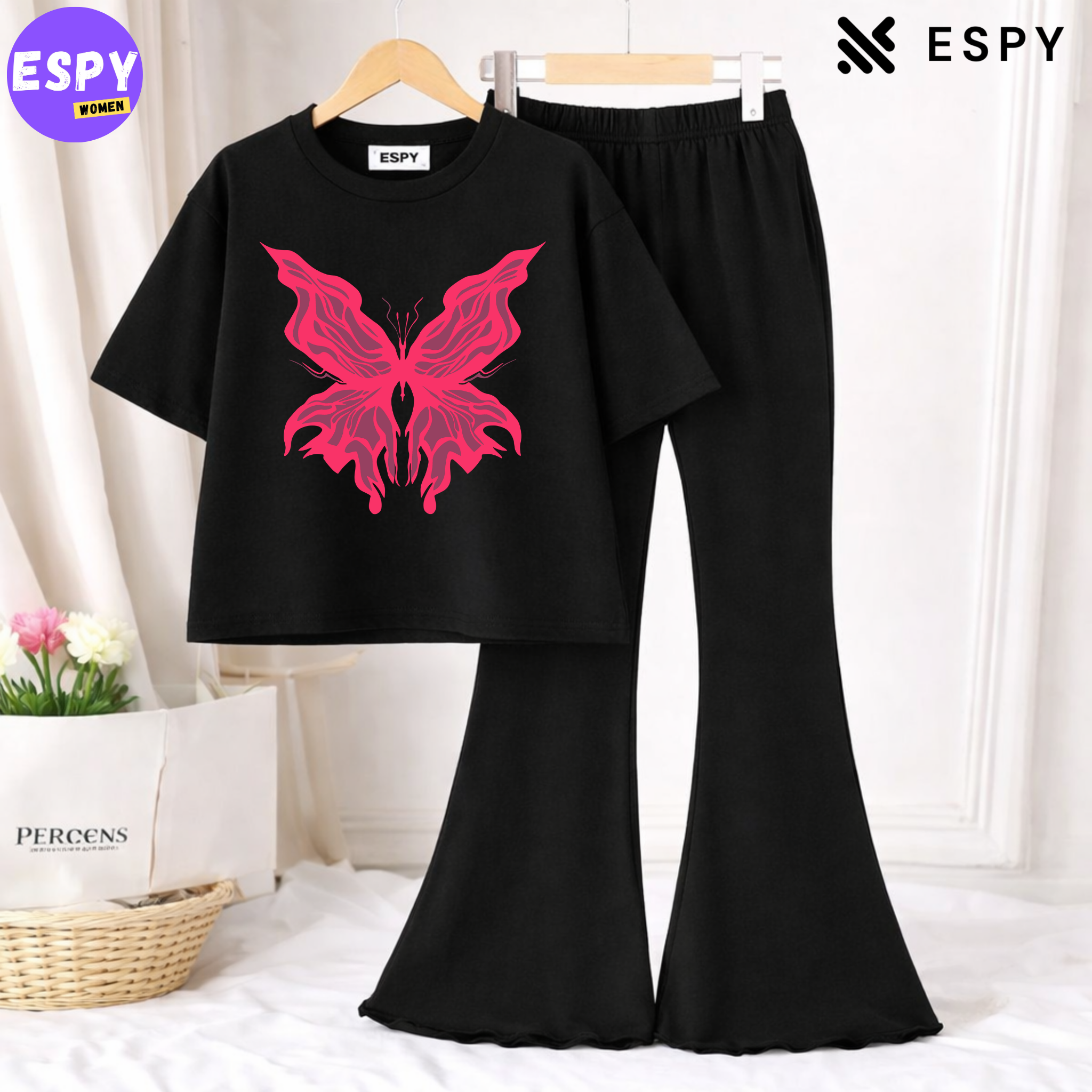 Trendy Women’s Co-Ord Set – Loose Fit Tee & Bootcut Pants