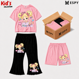 Kids 3-Piece Outfit Bundle Set – T-Shirt, Flared Pant & Shorts