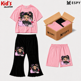 Kids 3-Piece Outfit Bundle Set – T-Shirt, Flared Pant & Shorts