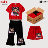 Kids 3-Piece Outfit Bundle Set – T-Shirt, Flared Pant & Shorts