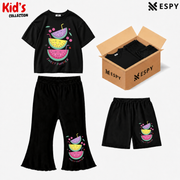 Kids 3-Piece Outfit Bundle Set – T-Shirt, Flared Pant & Shorts