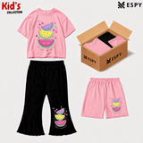 Kids 3-Piece Outfit Bundle Set – T-Shirt, Flared Pant & Shorts