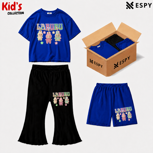 Kids 3-Piece Outfit Bundle Set – T-Shirt, Flared Pant & Shorts
