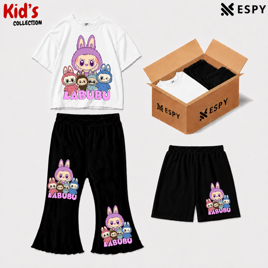 Kids 3-Piece Outfit Bundle Set – T-Shirt, Flared Pant & Shorts