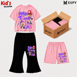 Kids 3-Piece Outfit Bundle Set – T-Shirt, Flared Pant & Shorts