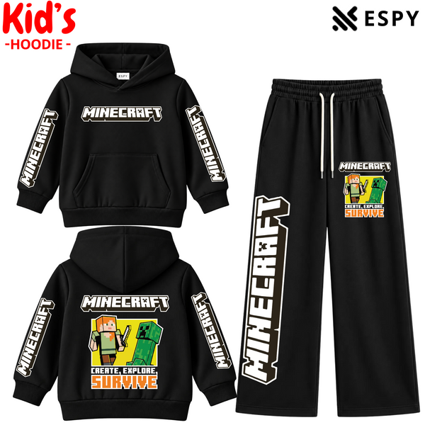 Kids Korean Style Minecraft Hoodie & Baggy Trouser Set