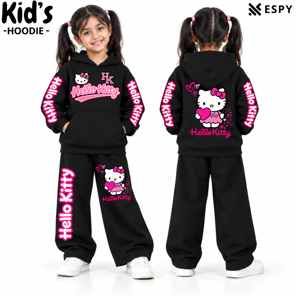 Girls Korean Style Hello Kitty Hoodie & Baggy Trouser Set