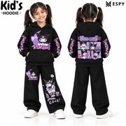 Girls Korean Style Kuromi Hoodie & Baggy Trouser Set