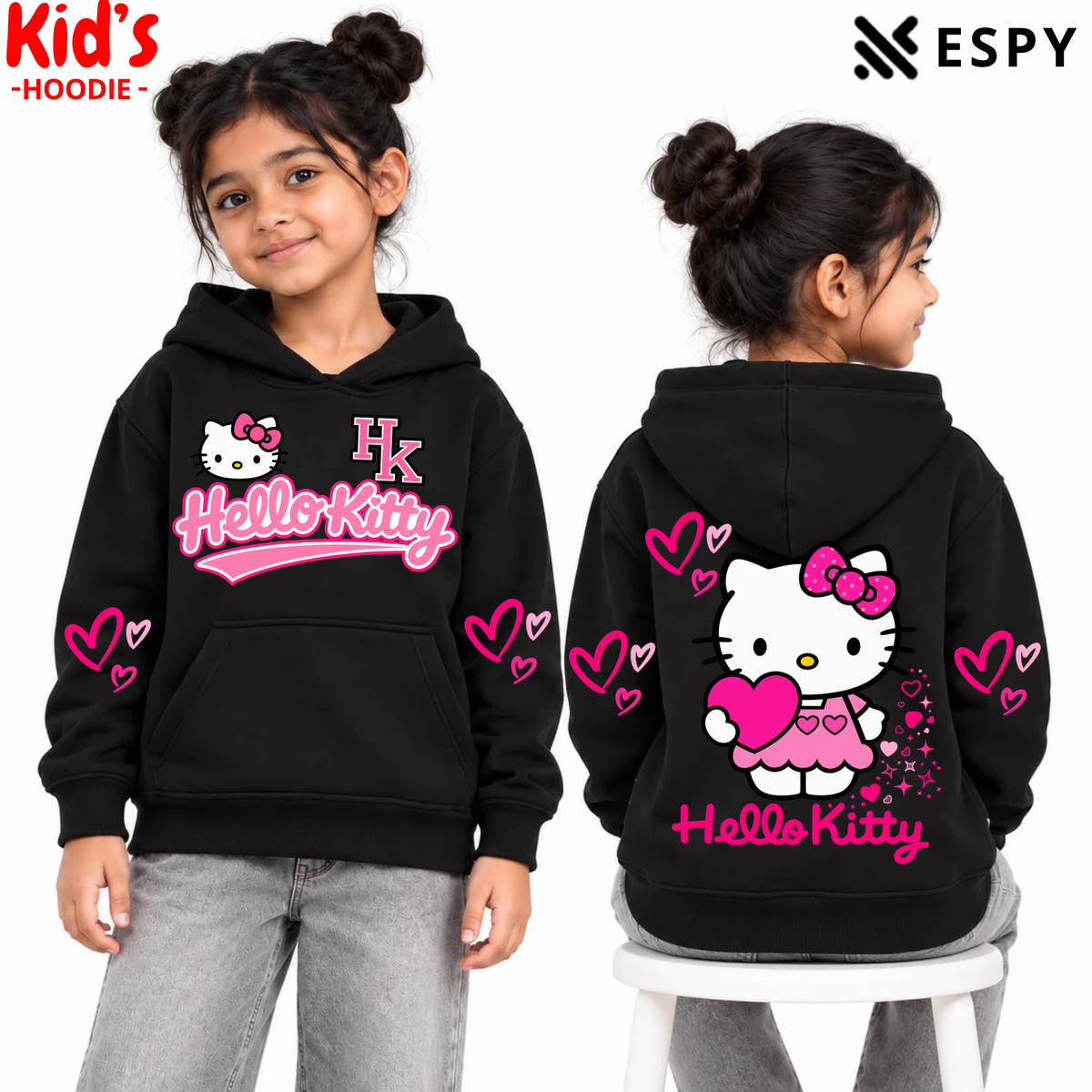 Girls Hello Kitty Print Cotton Hoodie – 10/11 Year