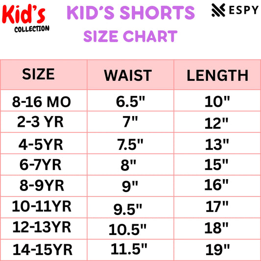 kids shorts size chart in bangladesh