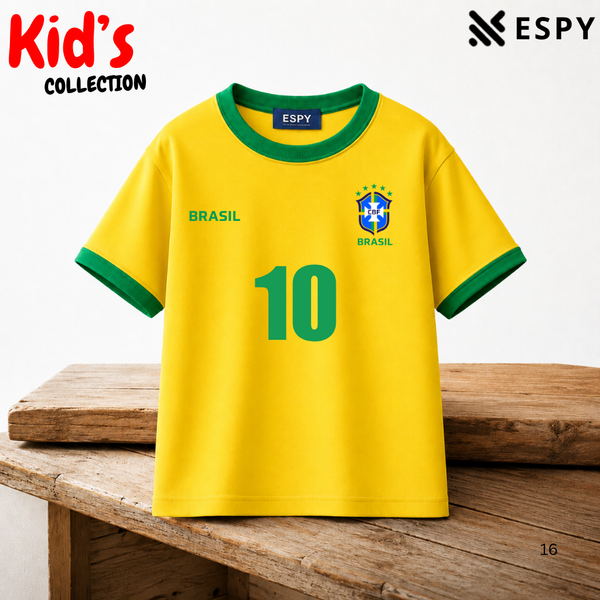 Kids Brazil World Cup Cotton Drop Shoulder T-Shirt