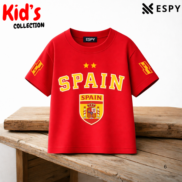 Kids Spain World Cup Champion Cotton Drop Shoulder T-Shirt