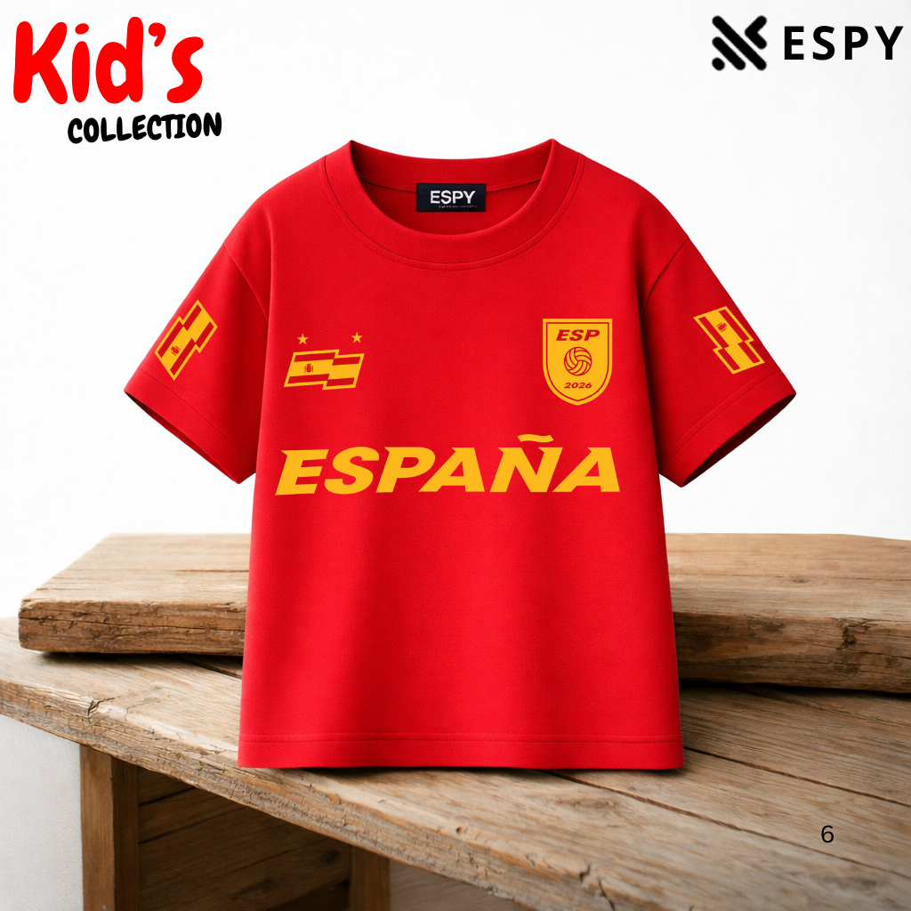 Kids Spain World Cup Champion Cotton Drop Shoulder T-Shirt
