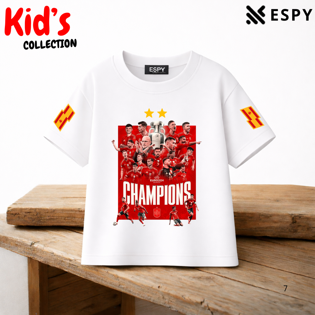 Kids Spain World Cup Champion Cotton Drop Shoulder T-Shirt