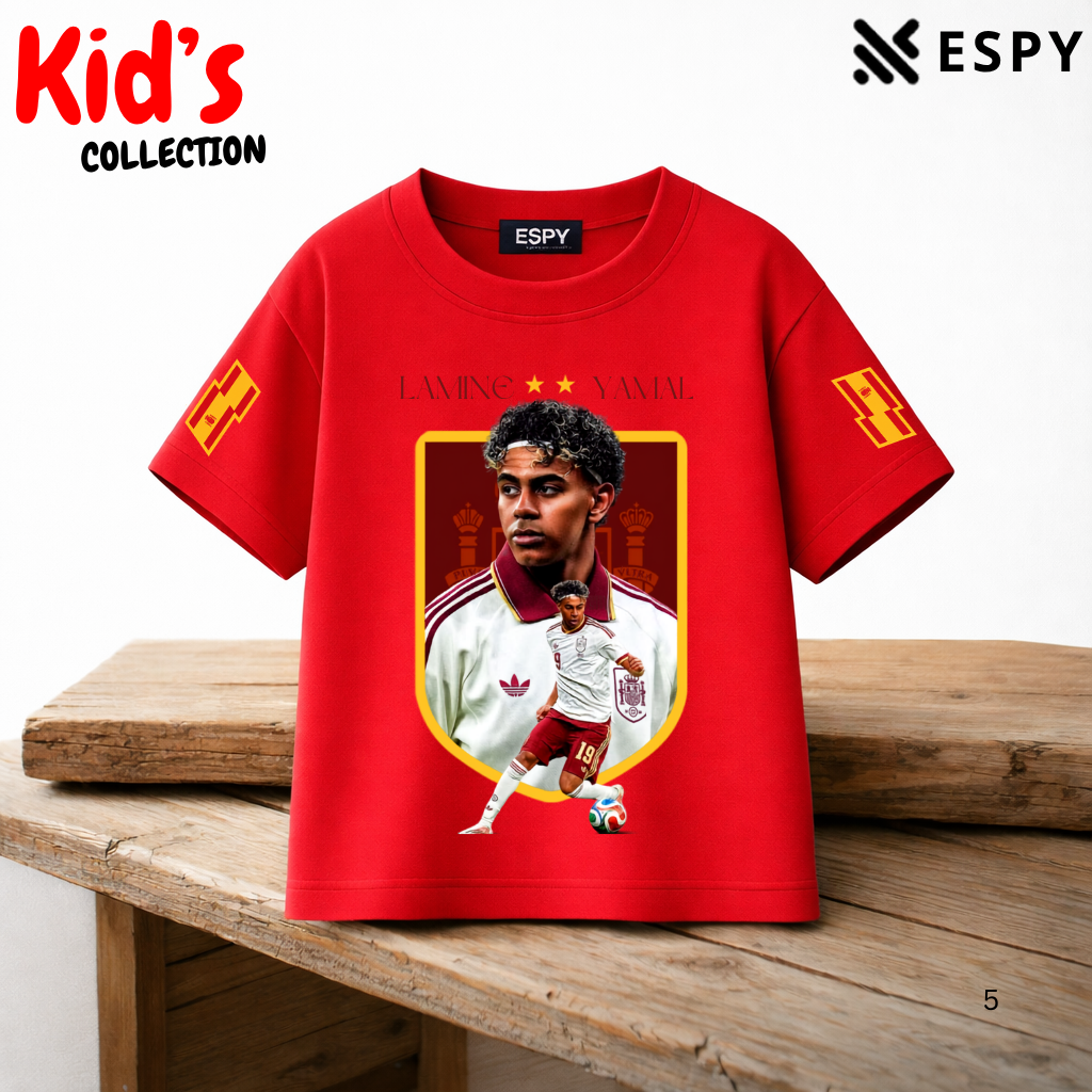 Kids Lamine Yamal World Cup Champion Cotton Drop Shoulder T-Shirt
