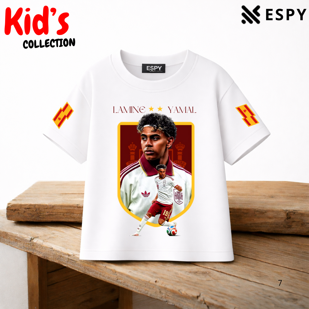 Kids Lamine Yamal World Cup Champion Cotton Drop Shoulder T-Shirt