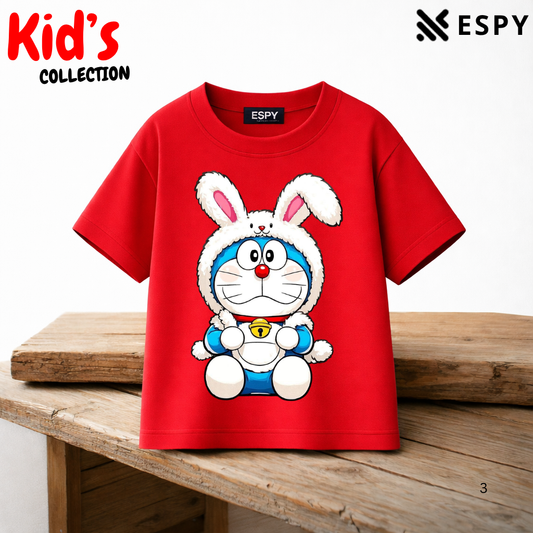 Doraemon Bunny Kids Premium Cotton Drop Shoulder T-Shirt
