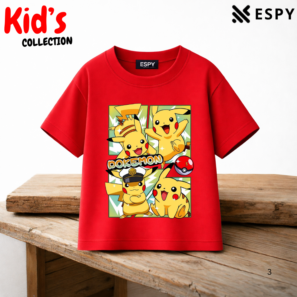 Pikachu Kids Pokémon Premium Cotton Drop Shoulder T-Shirt