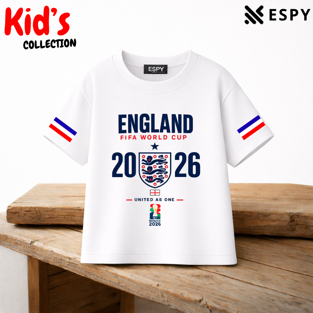 Kids England World Cup Cotton Drop Shoulder T-Shirt