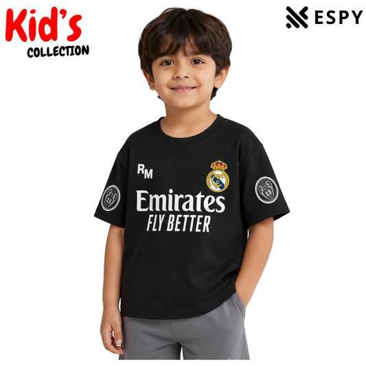 Kids Real Madrid Cotton Drop Shoulder T-Shirt