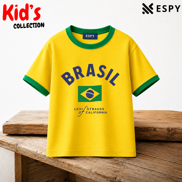 Kids Brazil World Cup Cotton Drop Shoulder T-Shirt