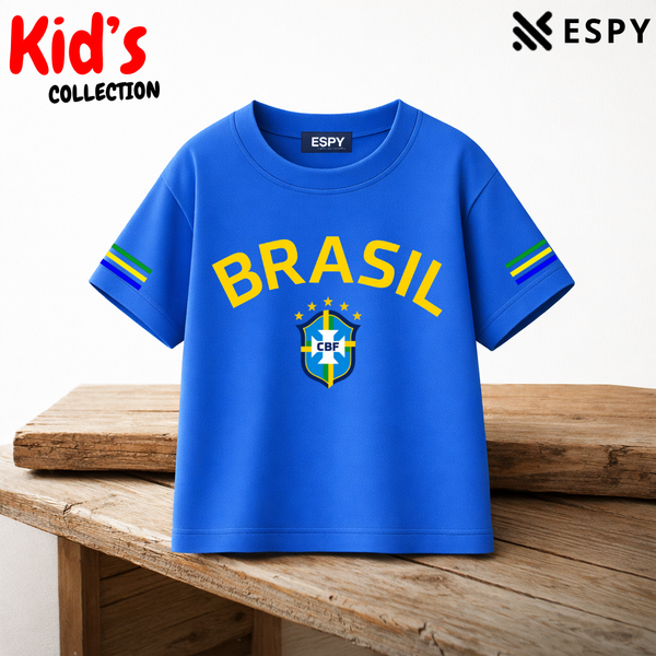Kids Brazil World Cup Cotton Drop Shoulder T-Shirt