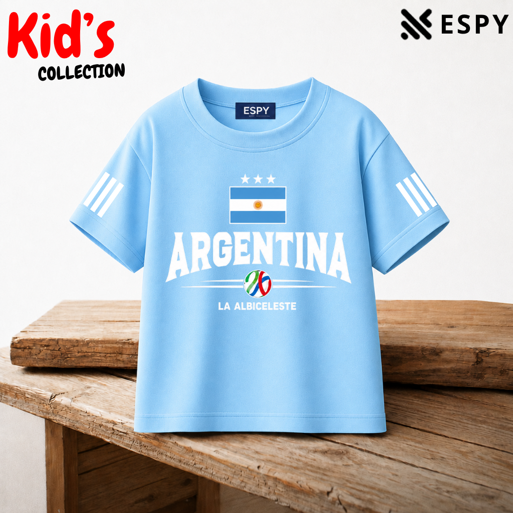 Kids Argentina World Cup Cotton Drop Shoulder T-Shirt