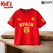 Kids Spain World Cup Cotton Drop Shoulder T-Shirt