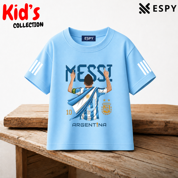 Kids Messi World Cup Cotton Drop Shoulder T-Shirt