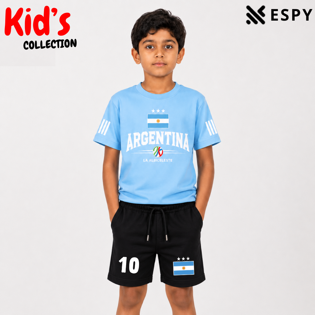 Kids Brazil  World Cup Cotton Drop Shoulder T-Shirt & Pant Set
